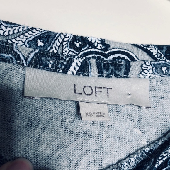 LOFT | Paisley Blouson Puff Sleeve Sweatshirt Gray Puff Long Sleeves - Picture 5 of 6